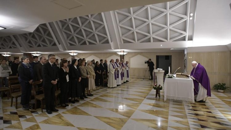 Pope Francis during the Holy Eucharist in Santa Marta