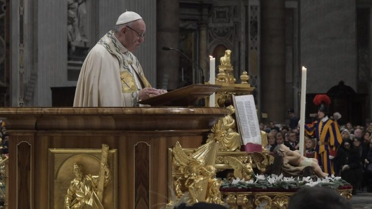 Papst Franziskus bei der Vesper mit Te Deum zu Ehren der Gottesmutter 31.12.2018