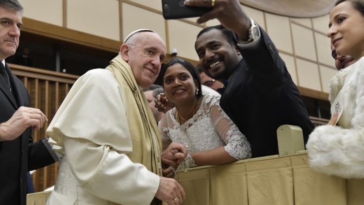 Pope Francis poses for selfie at Wednesday's General Audience
