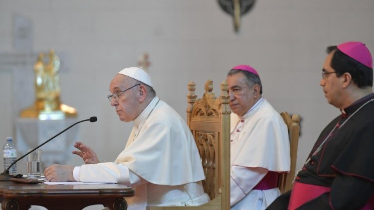Pope Francis speaks to Central American Bishops in Panama