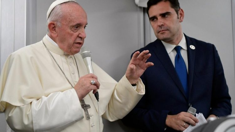 Pope Francis with the interim Director of the Holy See Press Office, Alessandro Gisotti