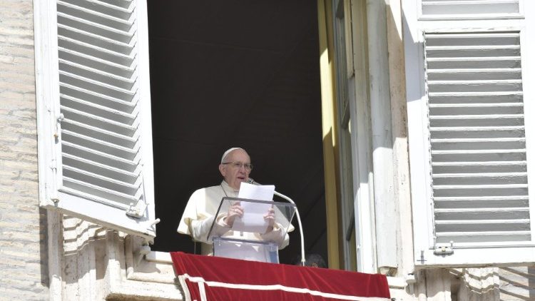 Pope Francis addresses pilgrims after the Angelus prayer
