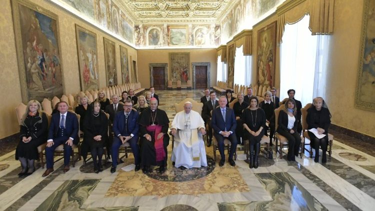 Pope Francis with members of the Galileo Foundation