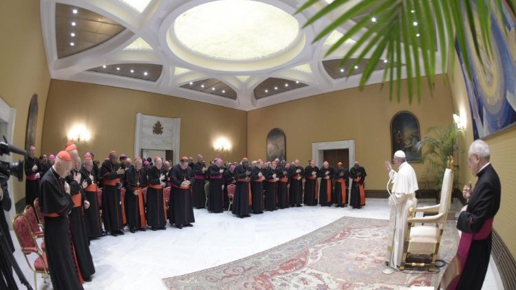 Papa Franjo sa sudionicima opće skupštine Zbora za bogoštovlje i sakramentalnu stegu; Vatikan, 14. veljače 2019.