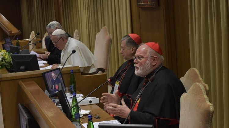 L'intervention du cardinal Marx devant les participants à la Rencontre sur la protection des mineurs, le 23 février 2019 au Vatican.