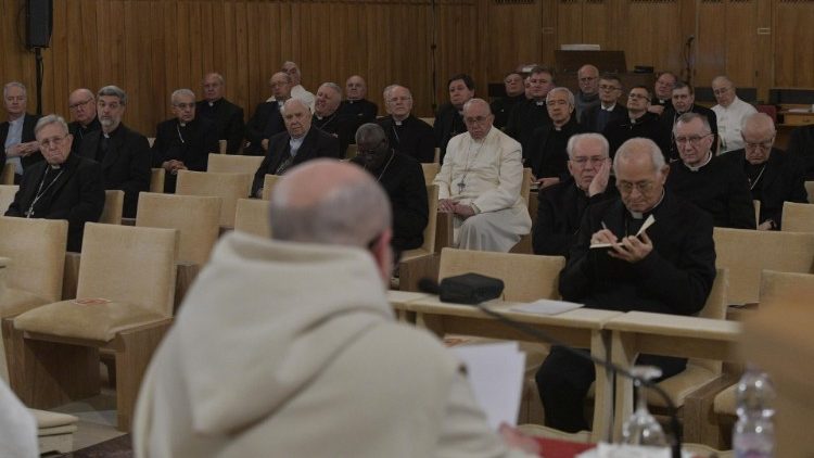 教皇フランシスコとバチカン高位聖職者らの四旬節黙想会　ローマ郊外アリッチャで