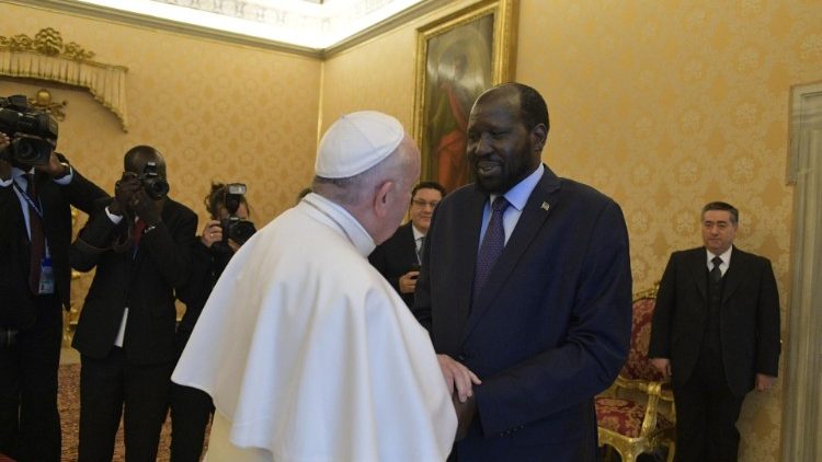 Popiežius ir Pietų Sudano prezidentas š.m. kovo 16 d.