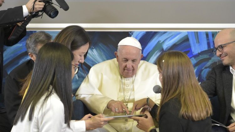 Påven under mötet med Scholas Occurrentes