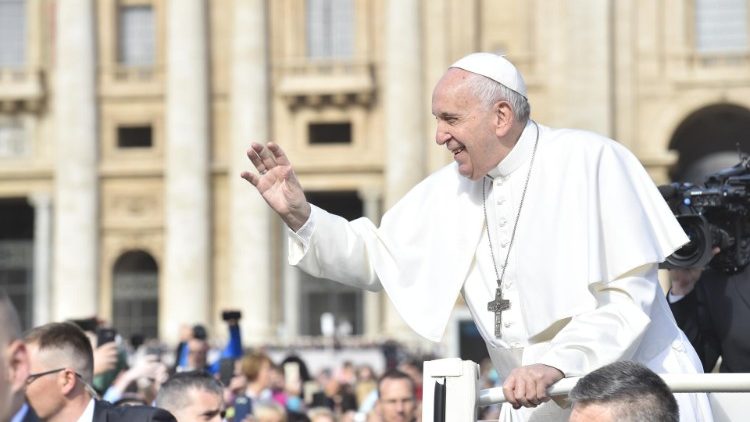 Pope Francis arrives in St. Peter's Square for the weekly General Audience
