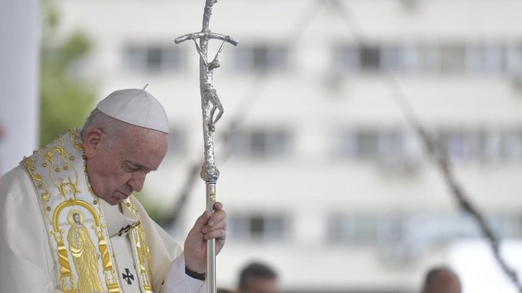 Pope Francis celebrates Mass in Prince Alexander I Square, Sofia, Bulgaria on May 5, 2019.