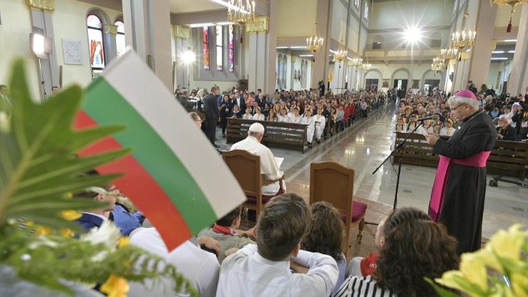Pope Francis meeting with Bulgaria's Catholic Community in Church of St Michael the Archangel in Rakovsky