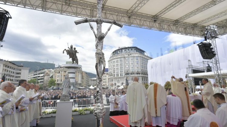 Pope Francis at Mass in Skopje, North Macedonia,  May 7, 2019. 