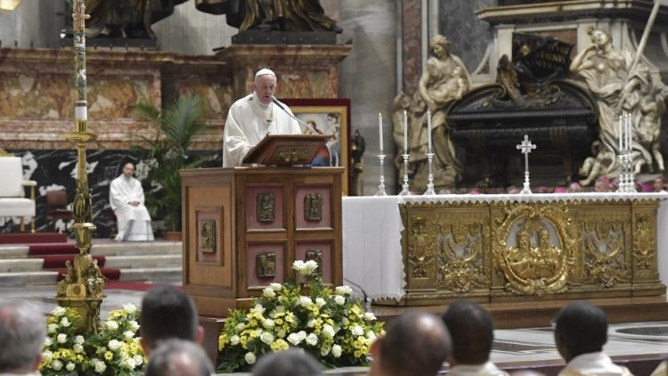 Le Pape a présidé la messe pour la Caritas Internationalis en la basilique Saint-Pierre de Rome, jeudi 23 mai 2019.