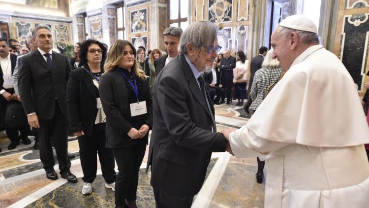 Pope  Francis meeting representatives of the Italian Ecclesiastical Museums Association, May 24, 2019. 