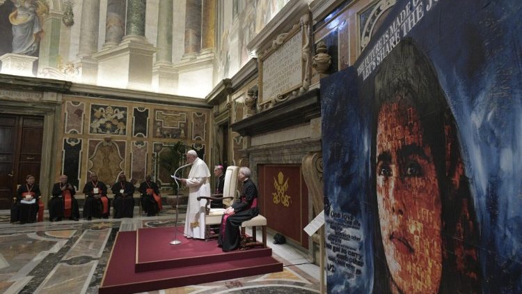 Pope Francis speaks to members of Caritas Internationalis