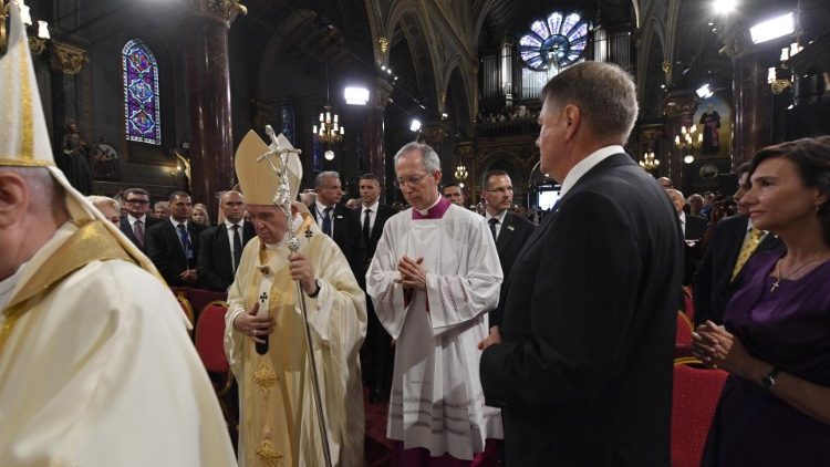 Le Pape François a présidé une messe en la cathédrale Saint Joseph de Bucarest, le 31 mai 2019.