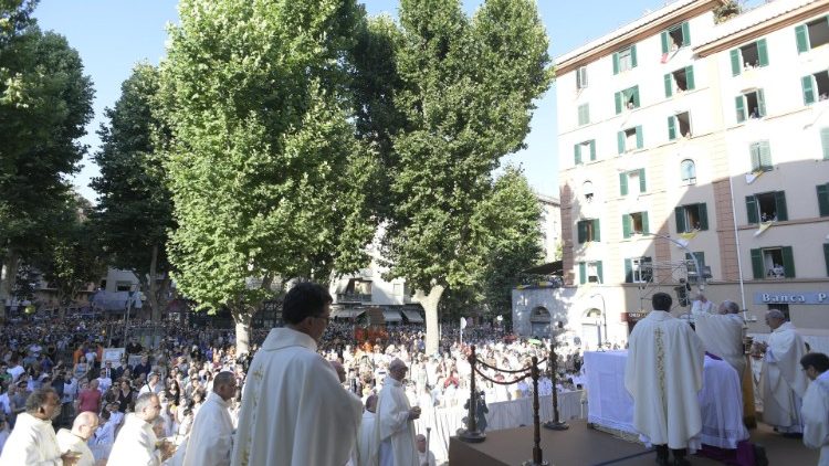 Le Pape François a présidé la célébration de Corpus Domini, dimanche 23 juin 2019 dans le quartier romain de Casal Bertone. 