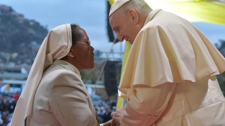 Pope Francis meets with priests, men and women religious, consecrated persons, seminarians, novices and postulants in Madagascar