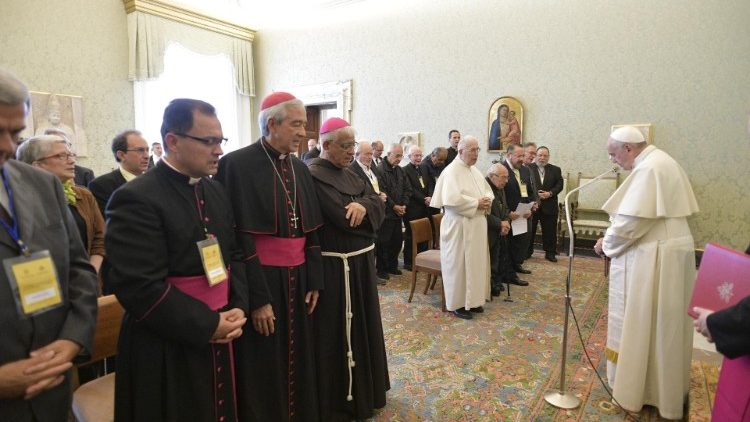 Папа Франциск на встрече с участниками международного конгресса, посвящённого 40-летию III Конференции латиноамериканских епископов в Пуэбла