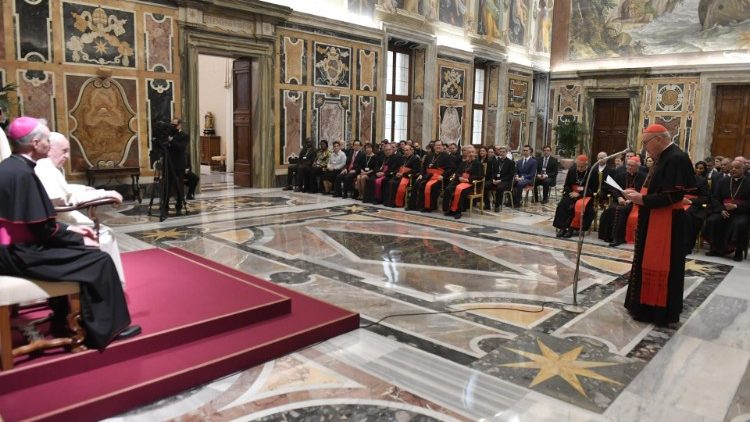 Papa Franjo s predstavnicima Dikasterija za laike, obitelj i život; Vatikan, 16. studenoga 2019.