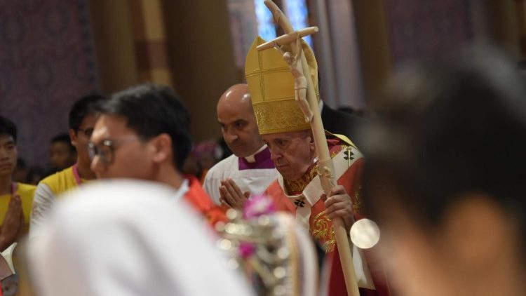 Le Pape lors de la messe à la cathédrale de l'Assomption à Bangkok, le 22 novembre 2019.