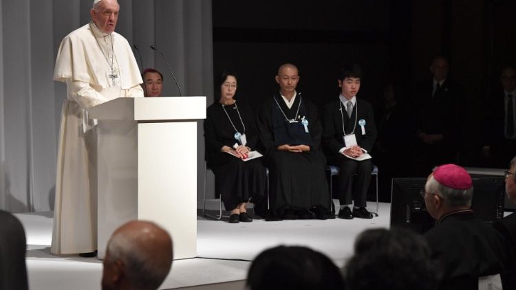 Pope Francis at the meeting with survivors fo the "triple disaster"