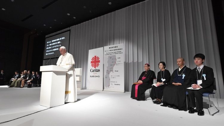 教皇フランシスコの訪日時、東日本大震災被災者との集いで　2019年11月25日　東京