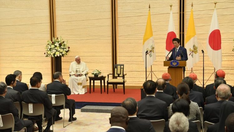 Pope Francis meets with authorities and members of the dipolomatic corps, Tokyo