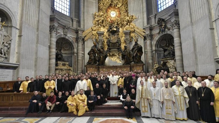 教皇フランシスコ、ウクライナのビザンチン典礼・ムカチェヴォ教区関係者と　2019年12月11日