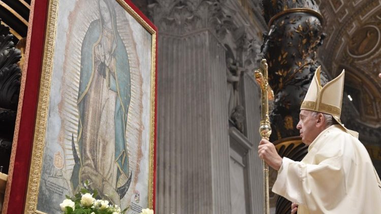 Ferenc pápa a Guadalupei Szűzanya ünnepén a Szent Péter-bazilikában