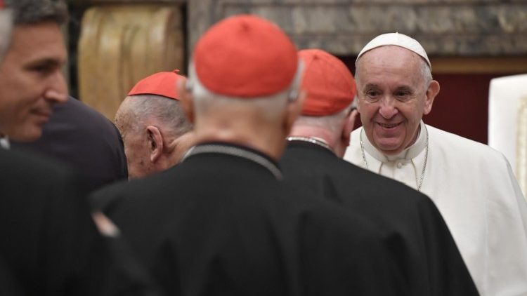 Papst Franziskus beim Weihnachtsempfang für die Kurie an diesem Samstag