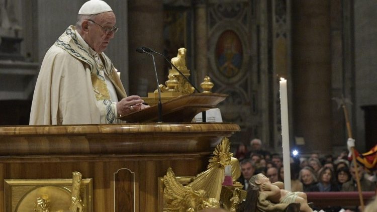 Le Pape François lors de l'homélie du 31 décembre 2019.