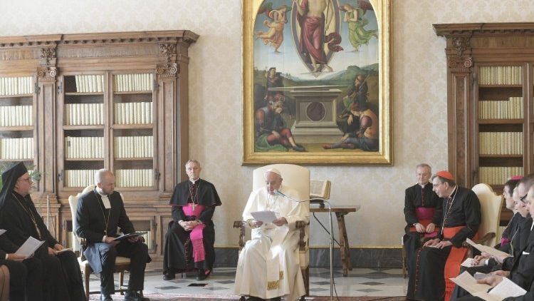 Popiežius Pranciškus ir Suomijos ekumeninė delegacija 