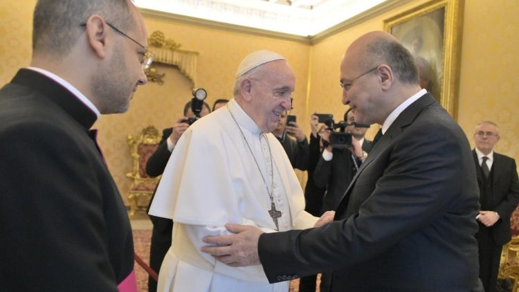 Påven Franciskus möte med Iraks president Barham Saleh