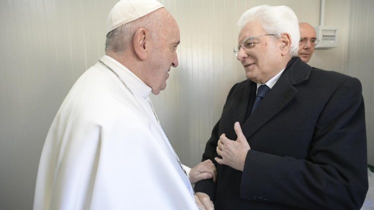 Ferenc pápa találkozik Sergio Mattarella elnökkel, Bari, 2020. február 23.