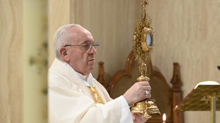 Pope Francis during his daily Mass in the Casa Santa Marta