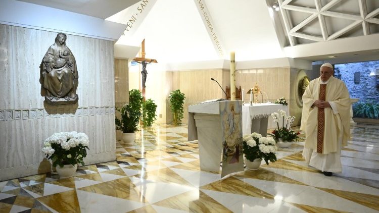 Pope Francis during his daily Mass in the Casa Santa Marta
