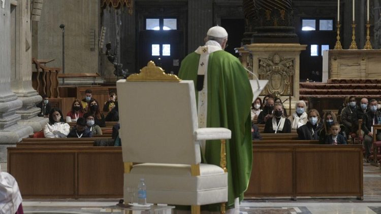 Papež František při homilii na Světový den chudých 15. listopadu 2020