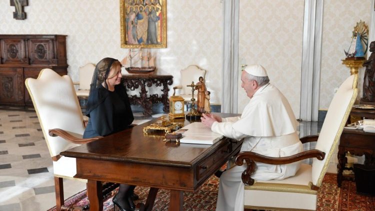 教皇フランシスコとスロバキアのチャプトバ大統領　2020年12月14日