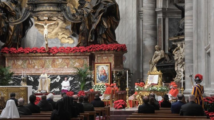 Первая вечерня праздника Пресвятой Богородицы Марии в Ватиканской базилике (31 декабря 2020 г.)