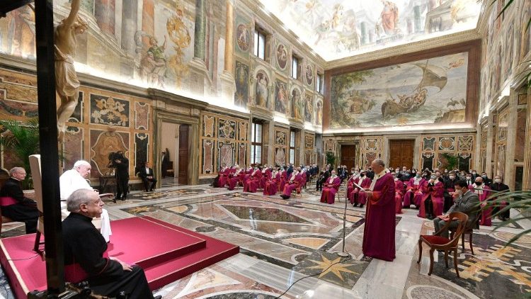 Pope Francis meeting members of the Tribunal of the Roman Rota in the Vatican