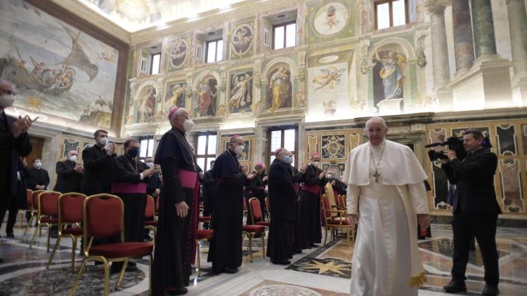 Pope Francis at the audience with members of the Italian Bishops' Conference's National Catechetical Office
