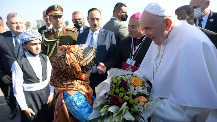 O Papa Francisco em Mosul, no Iraque, na Oração em sufrágio pelas vítimas da guerra - 07.03.2021 (Vatican Media)