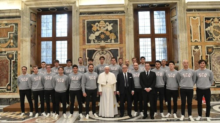 Pope Francis with Genoa's Sporting Club Quinto water polo team