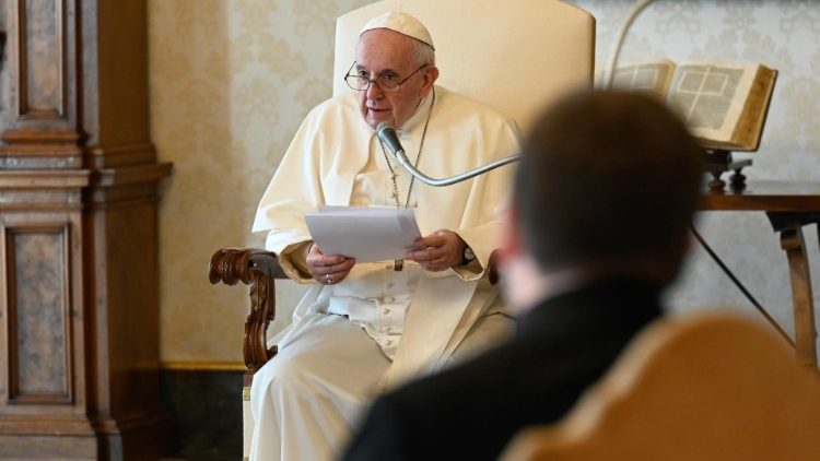 Папата Фрањо за време на Генералната аудиенција во среда 24 март 2021 година