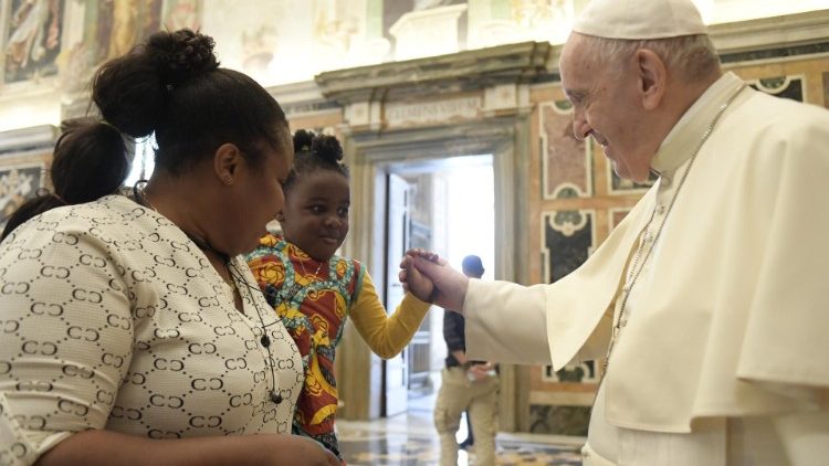 Pope Francis receives members of the Arché Foundation in the Vatican's Clementine Hall