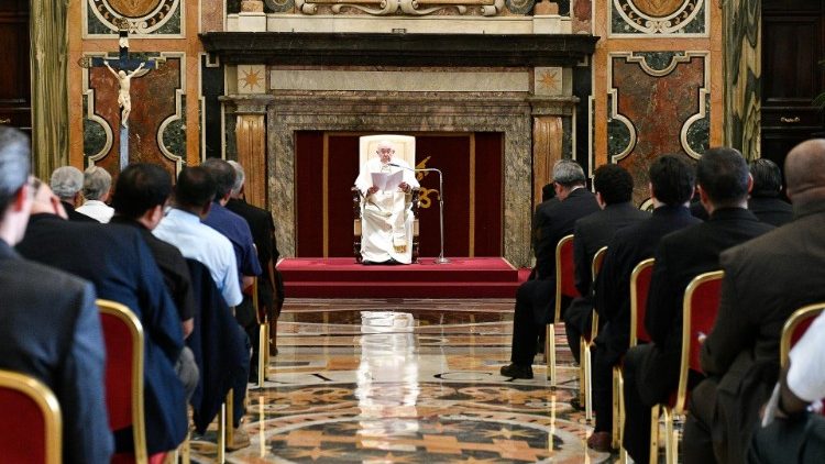 Pope Francis addresses members of the Claretian order
