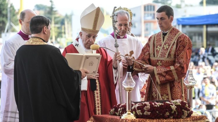 Божествена литургия на свети Йоан Златоуст в Прешов с папа Франциск 