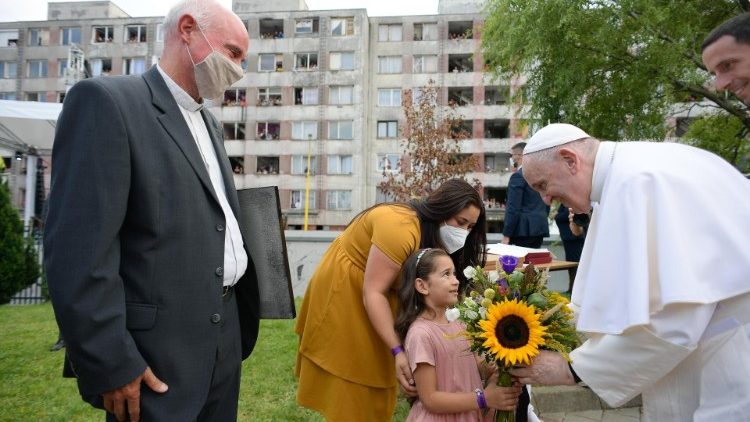 Среща на папата с ромската общност в ромския квартал на Кошице Луник IX. 14.09.2021 