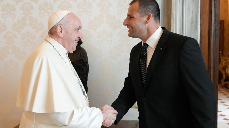Pope Francis receives Maltese Prime Minister Robert Abela in the Vatican on Oct. 08, 2021. 
